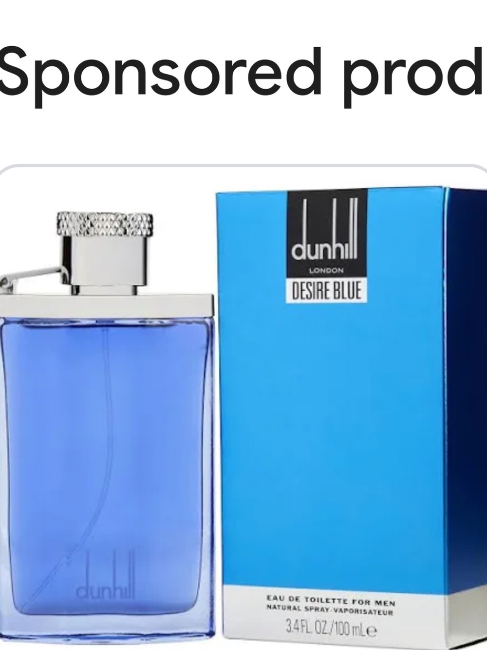 Dunhill Desire Blue Cologne in Blue and Silver Bottle with Blue Box